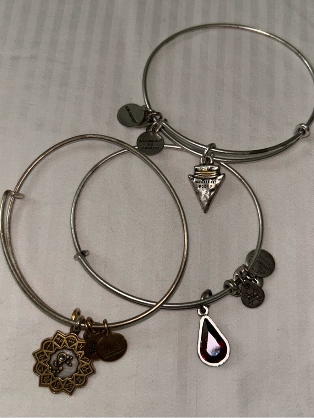 Alex and Ani Silver-Tone Charm Bangle Set with Mixed Charms